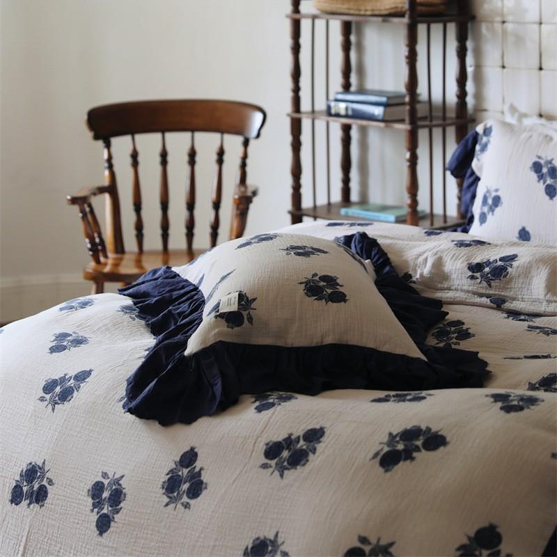 法式复双古公主全纯棉四套层纱印花棉CLW件2025新款床上用品