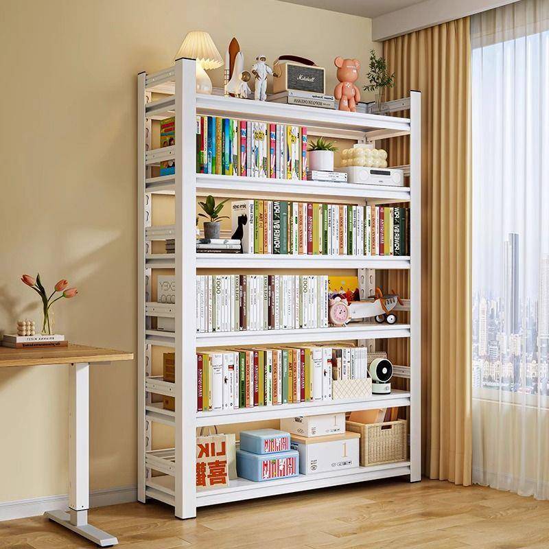 钢制书架家用大量铁艺置物架多层落JFQ地一简收易书柜体容靠墙纳