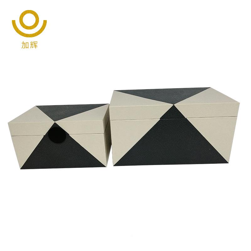 新中皮质收箱样板房艺木制收纳盒软装UYH工式装饰品衣帽间储物纳