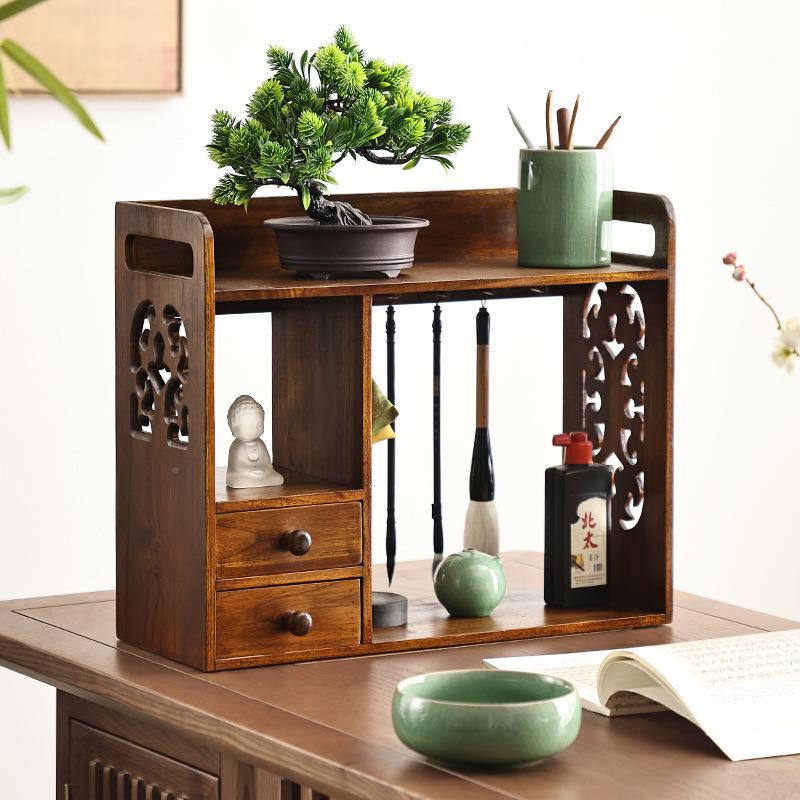 中架式架实木挂架古风文博古架房四宝置物架收纳笔AL101416毛笔毛