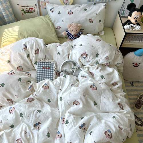 A类母婴级件水洗QVA床棉四套小清件新学生宿舍单被套三件套床笠4