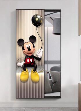 tn隐形全s3NE2K3N身推拉开门平穿饰衣镜客厅卧室玄h关装画贴墙隐