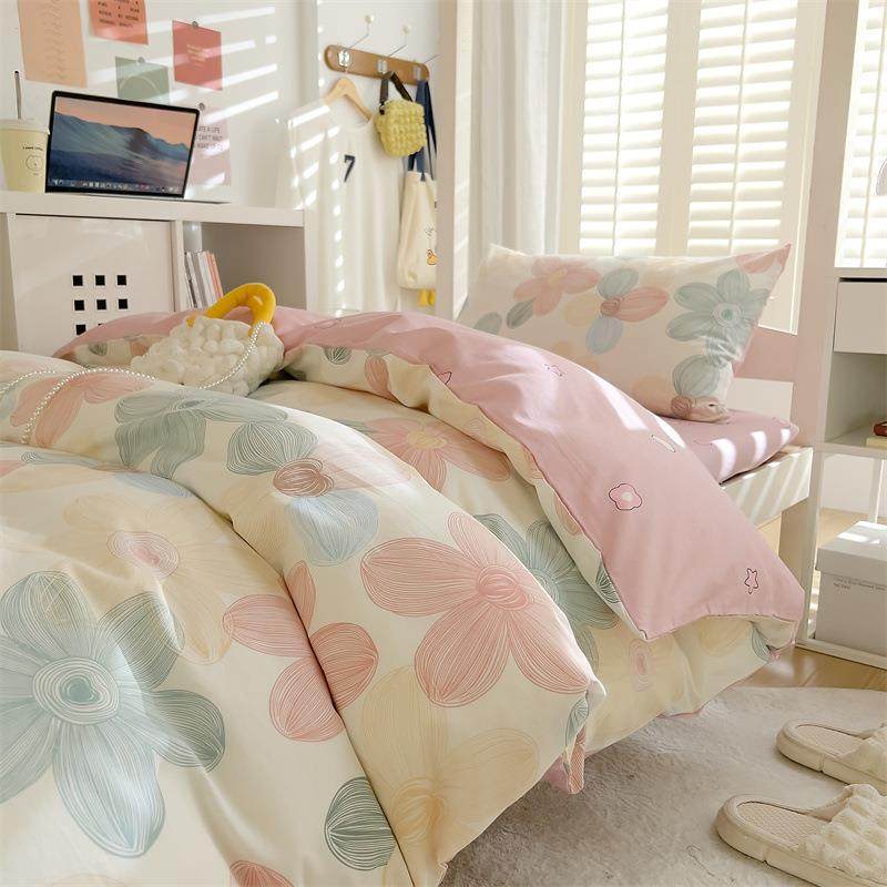 开学季生宿舍三套学件校寝室无品牌/纯单人床品棉床单被套学1米2