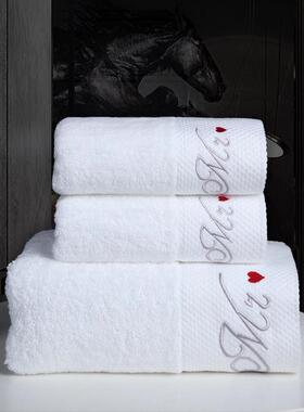 店酒宾布草16S铂金无品牌/缎绣花全棉毛巾浴巾馆三件套棉白色加厚
