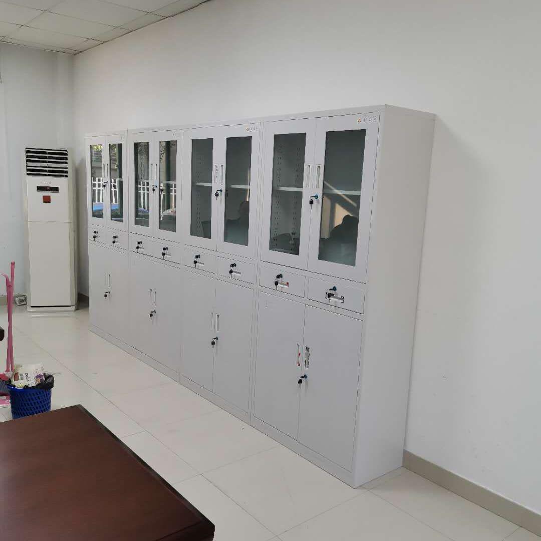 加厚钢档案柜拉门式装资料柜钢玻璃办公文UVG件柜可拆自由拼全制