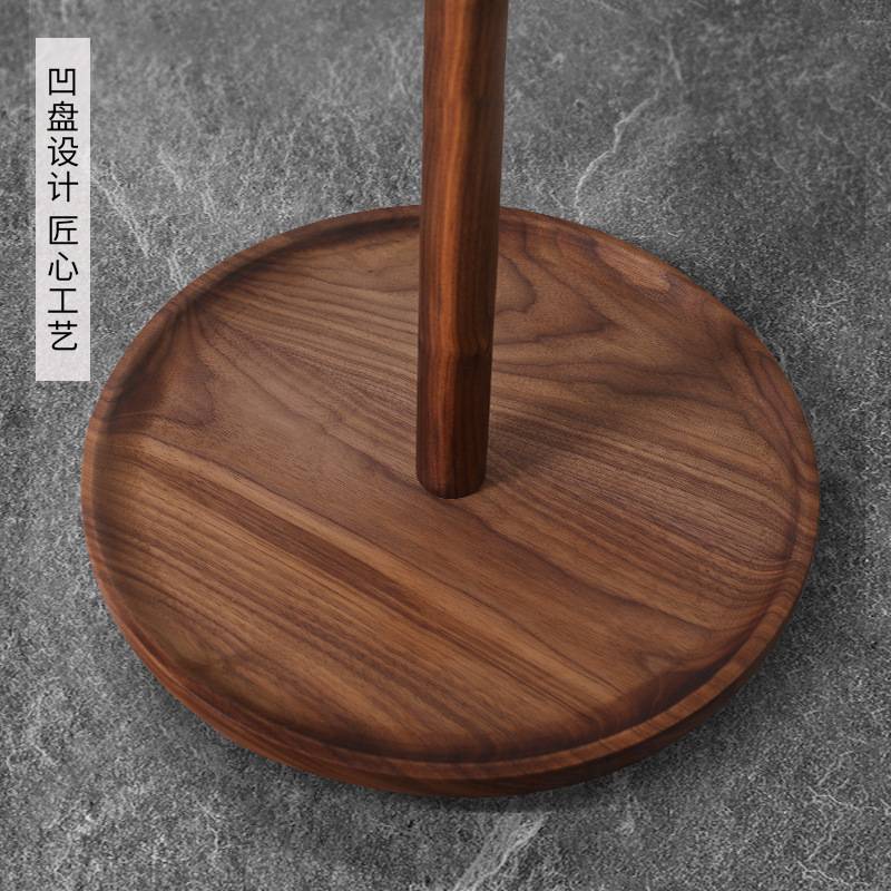 黑胡桃衣帽架落地简约轻奢卧室衣服架子客厅玄关新中式实木挂衣架