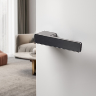 黑色极简卧室门锁室内房间木门门锁家用磁吸静音门把手生态房门锁