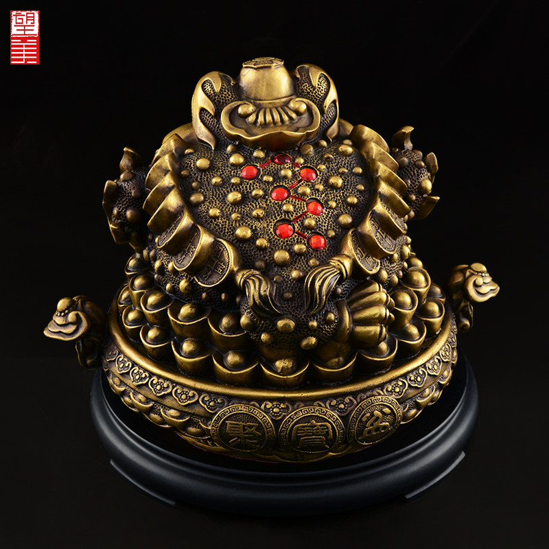 纯铜金蝉摆件聚宝盆金蟾蜍客厅财位大号店铺开业三脚金蟾工艺品