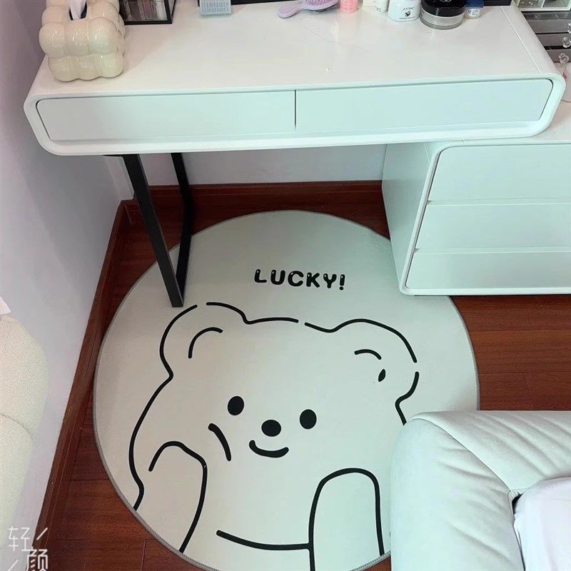 卡通圆形地毯奶油风卧室电脑转椅子地垫书房客厅摇椅儿童爬行垫子,居家布艺,地毯,淘宝优惠券,粉丝福利购,淘宝优惠卷