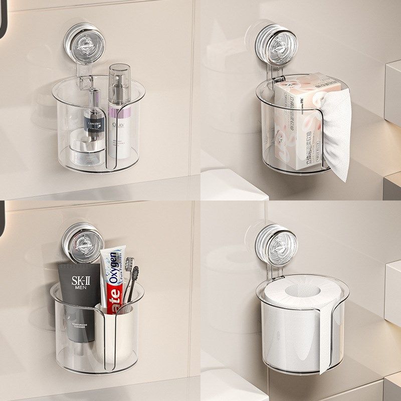 吸盘卫生间纸巾盒免打孔收纳盒浴室厕所壁挂式吸盘式置物架卷纸桶,家庭/个人清洁工具,卷纸器/纸巾架,淘宝优惠券,粉丝福利购,淘宝优惠卷