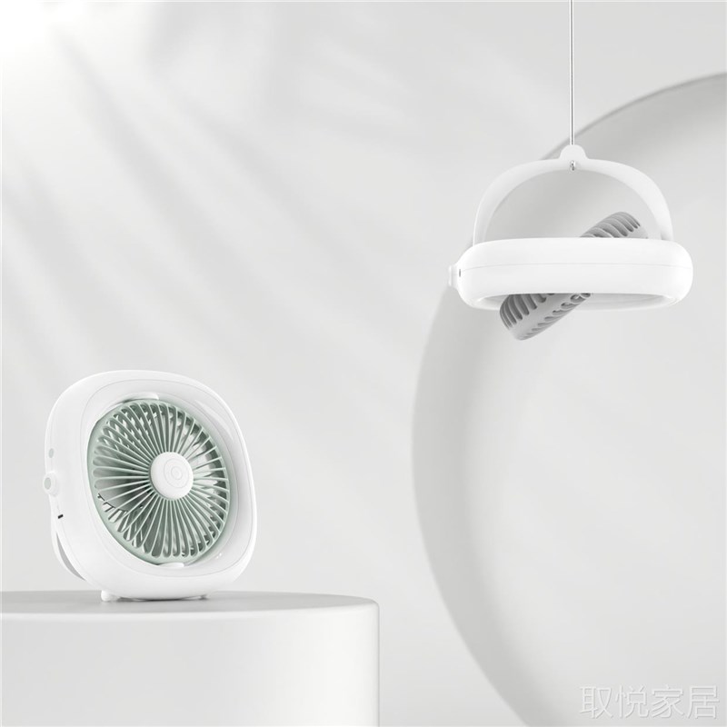 柚见摇头吊扇折叠台扇o桌面迷你循环风扇 可伸缩usb轻音中性风强