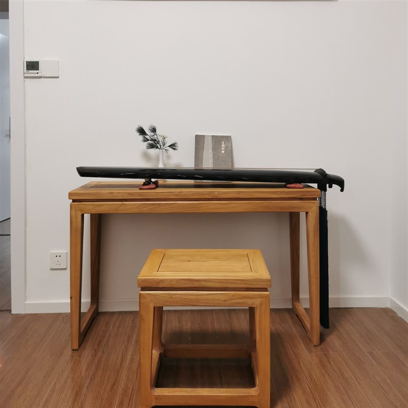 实木琴桌古琴桌矮古琴桌凳共鸣z琴桌书桌 老榆木古琴桌新中式 专