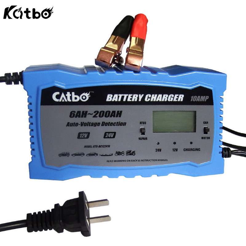 汽车电瓶充电器12V24V 智能电池充电器10A英文版厂家直销耐久
