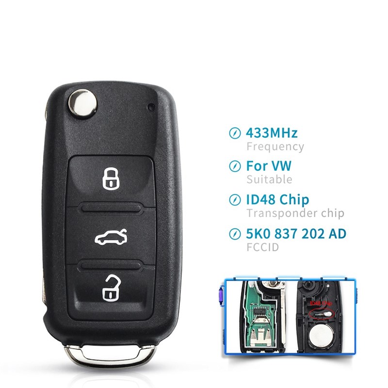 现货2 But Car Remote Key 44MHz 4MHz ID48 Chip For VW Beetl