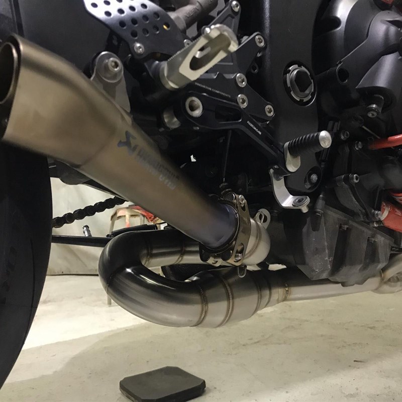摩托车跑车改装Z750Z800中段ZX6R-10R不锈钢镀蓝回旋弯管炸街排气