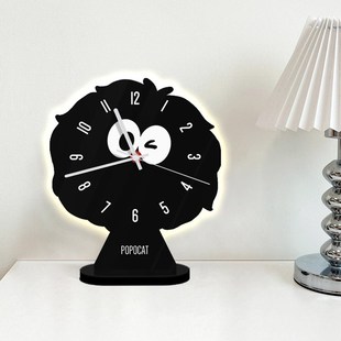 煤球卡通桌面时钟摆件客厅装饰品钟表摆放式简约家用静音卧室座钟