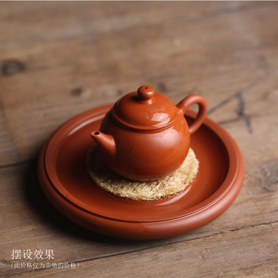 纯手工潮州原矿朱泥壶垫壶承章林浩手拉厚重圆形隔热工夫茶壶茶具