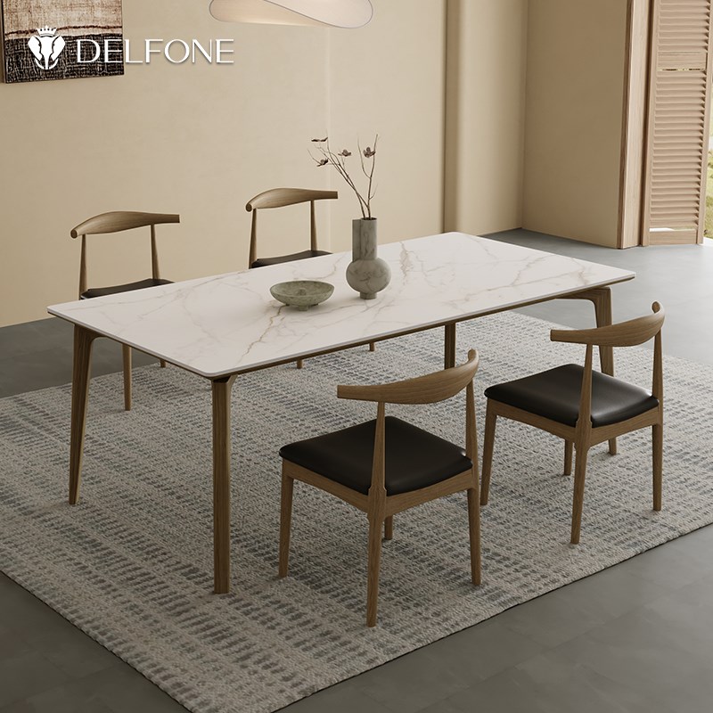 德利丰实c木岩板餐桌椅2024新款现代简约小户型家用白蜡木吃饭桌