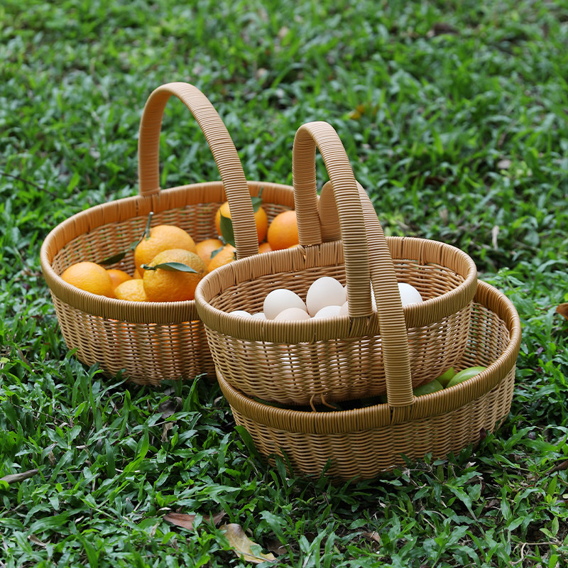 户外野餐篮水果篮塑料藤编购物篮收纳篮鸡蛋篮编织手提草莓篮菜蓝,收纳整理,其他收纳篮,淘宝优惠券,粉丝福利购,淘宝优惠卷