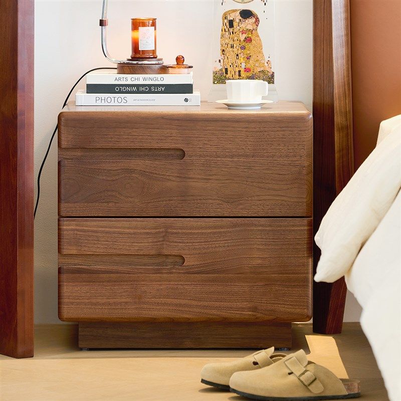 北美黑胡桃木床头柜家用卧室实木小型收纳柜床边柜置物架小柜子窄,住宅家具,床头柜,淘宝优惠券,粉丝福利购,淘宝优惠卷