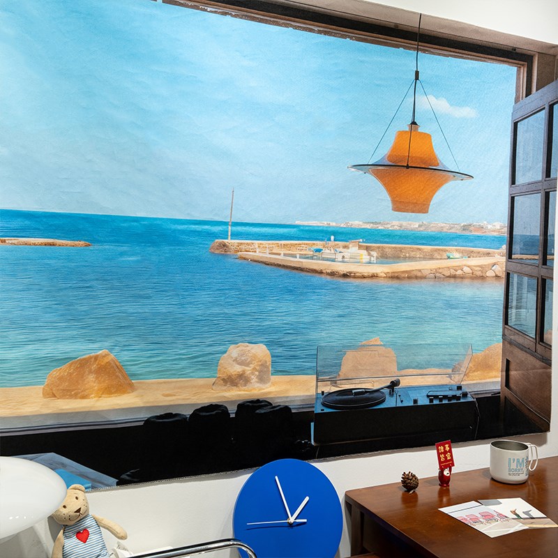 济州岛海景ins风挂布房间卧室墙D面装饰背景布租房改造背景墙挂毯