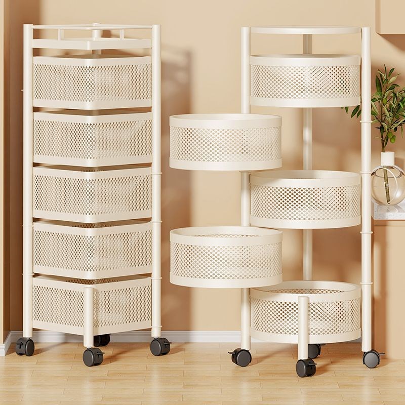 家用旋转置物架落地多层可移动收纳架冰箱夹缝方框圆Y形果蔬储物