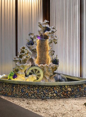 大型假山流水喷泉摆件落地庭院花园布置办K公室造景鱼池循环水景