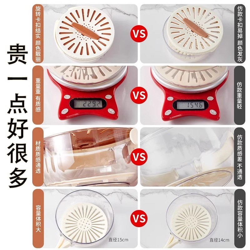 多功能洗水e果沥水碗冰箱食物保鲜盒可折叠把手清洗不湿手沥水篮