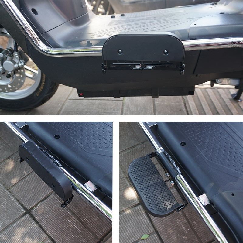 电动车护杠脚踏板l摩托车保险杠踏脚板前置加宽折叠踏板后搁脚改