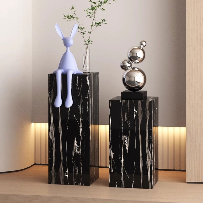 天然大理石底座客厅落地正六边形展示台装饰墩子S高端花架雕塑摆