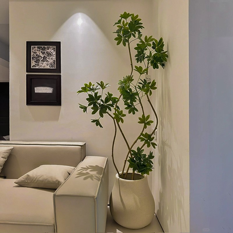 仿真高端轻奢鸭脚木室内客厅装饰大型假J绿植盆栽落地摆件仿生植