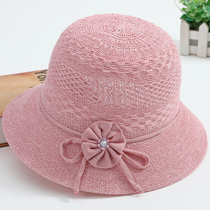新款女士韩版时尚妈妈遮阳凉帽春夏太阳帽防晒紫外线奶奶花朵盆帽