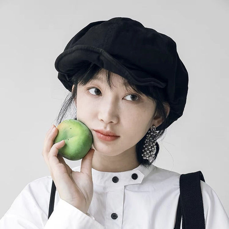 新款复古贝雷帽文艺帽子百搭大头八角帽画家报童帽日系设计师自留