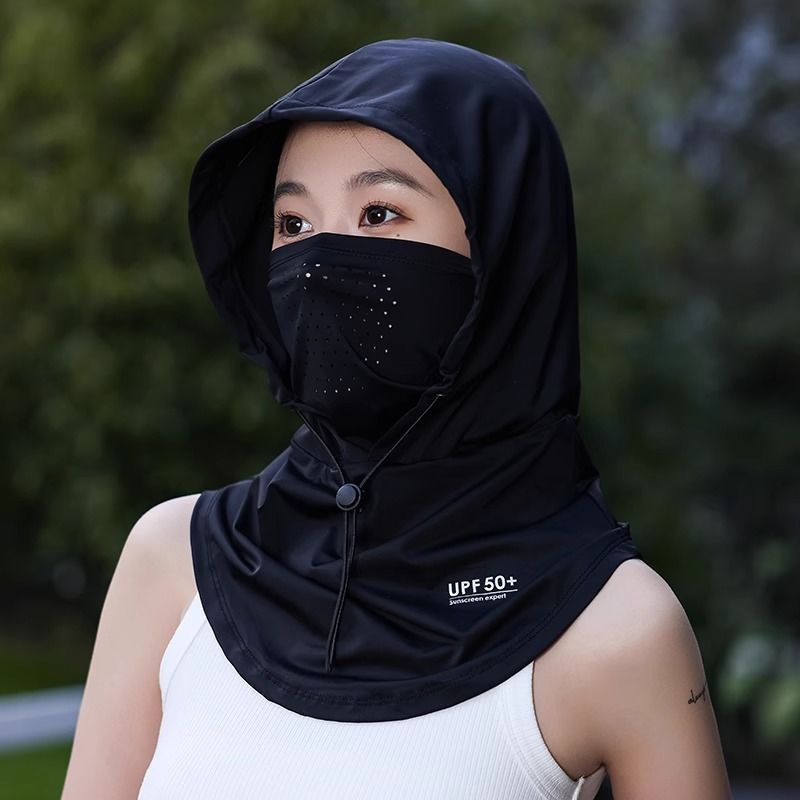 2025新款冰丝防晒遮脸面罩女夏季全脸防紫外线开车骑行护颈一体帽