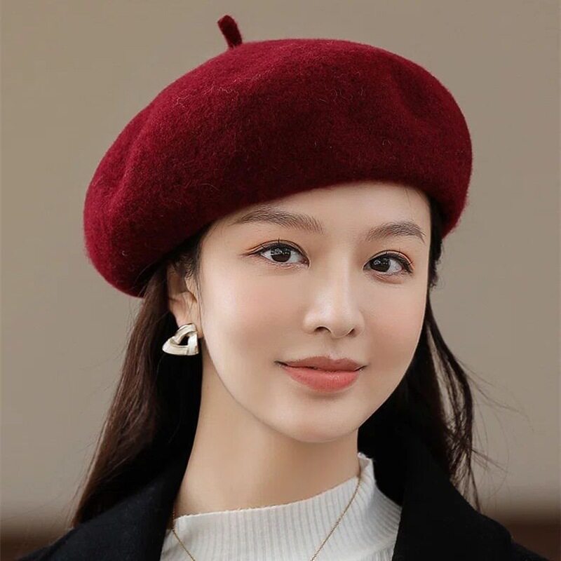 羊毛帽子女款贝雷帽秋冬百搭画家帽蓓蕾帽毛呢礼帽冬天时尚南瓜帽