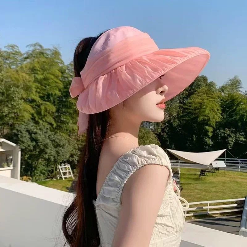 2025新款遮阳帽女帽子夏天空顶出游防晒紫外线遮脸太阳帽夏季百搭