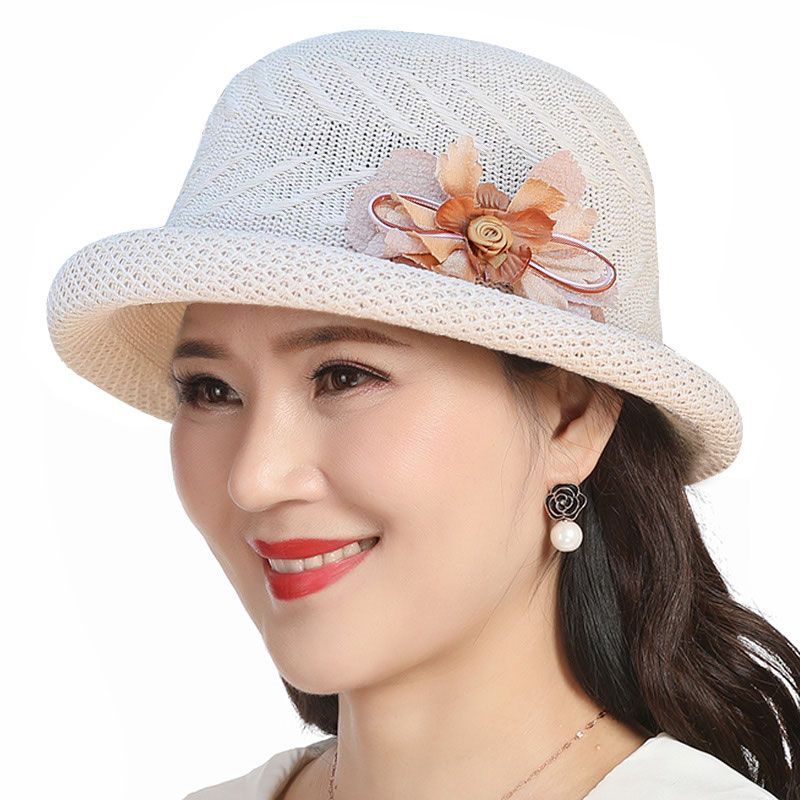 夏季渔夫凉帽中老年女士春秋帽子女款韩版时尚百搭盆帽洋气小礼帽