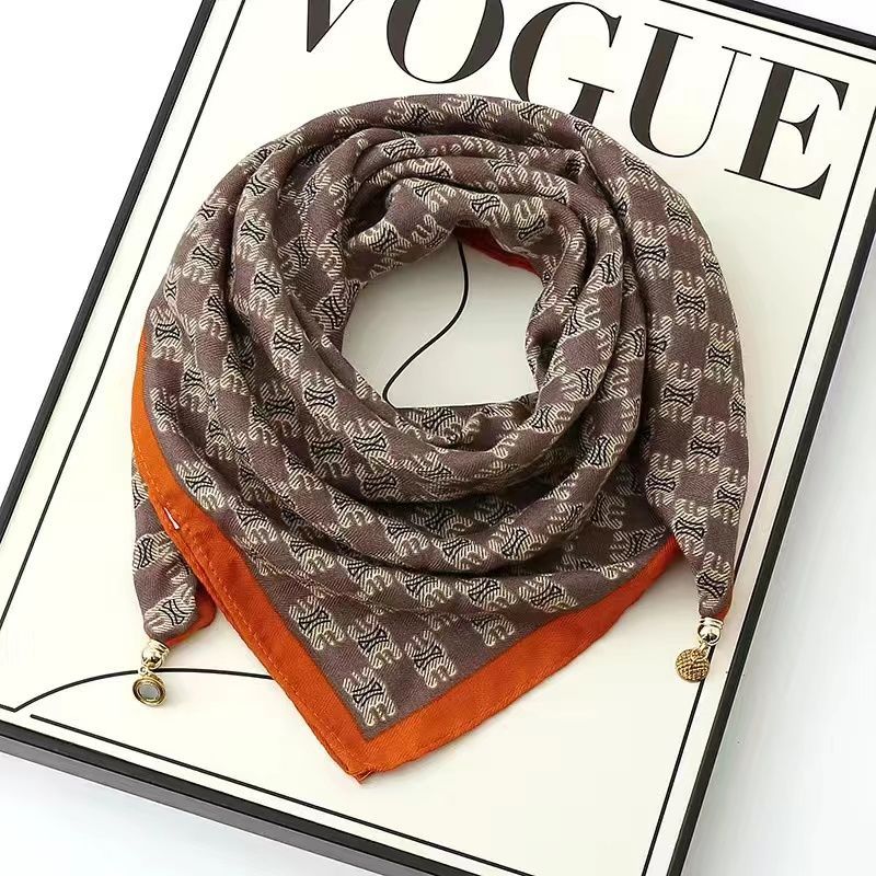 2024新款棉麻丝巾高级感磁吸三角护颈小围巾女秋冬季方巾围脖女人