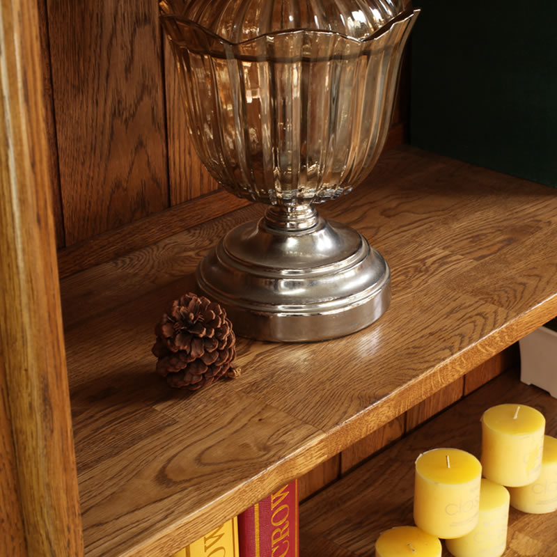 全实木书柜 简约欧式橡木整墙书架组合原木落地书橱客厅美式书柜