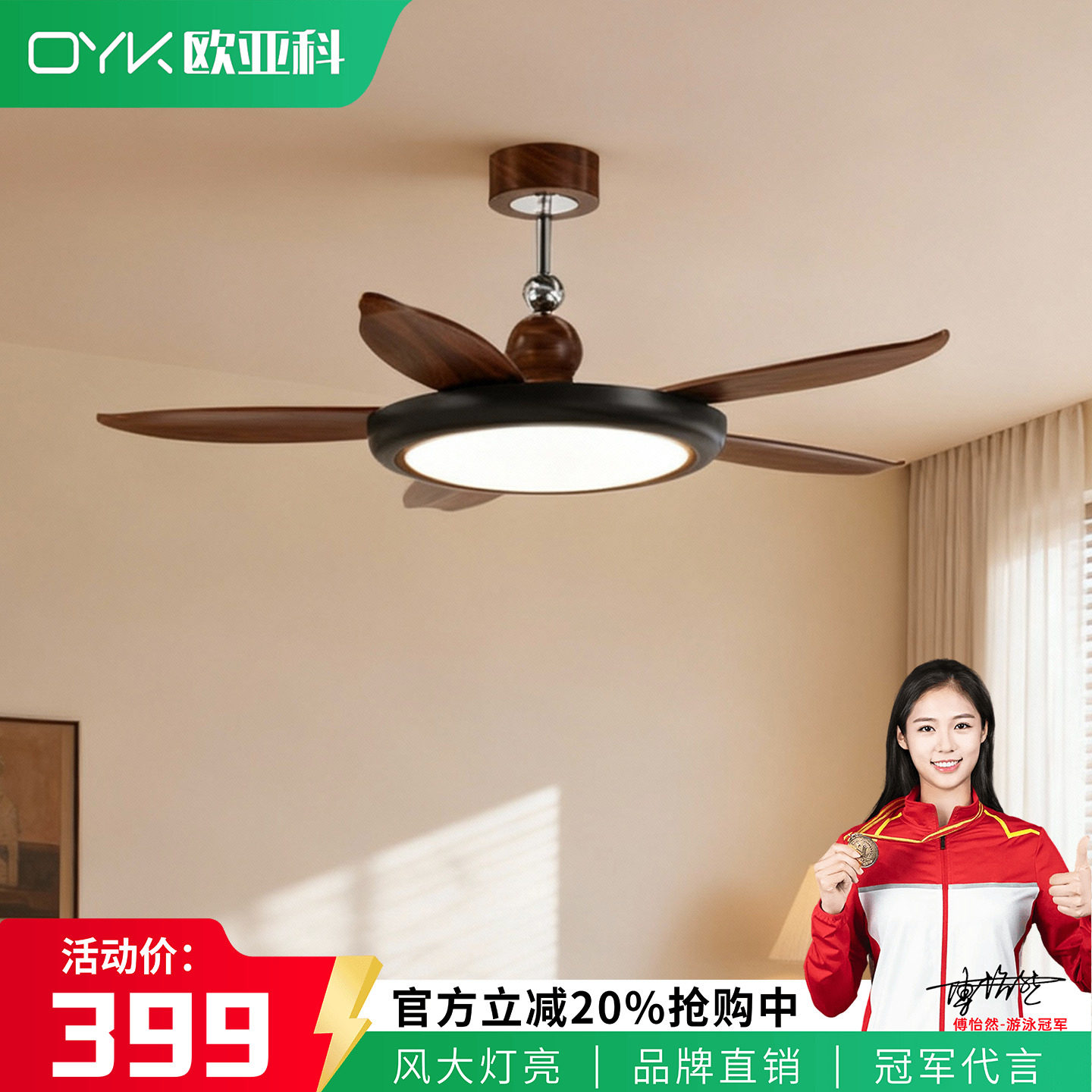 法式设计师餐厅风扇灯大尺寸吊灯图片