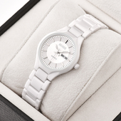 正品 休闲女表 日本机芯时尚 HOHE鸿鹤手表 女士双历陶瓷防水石英表