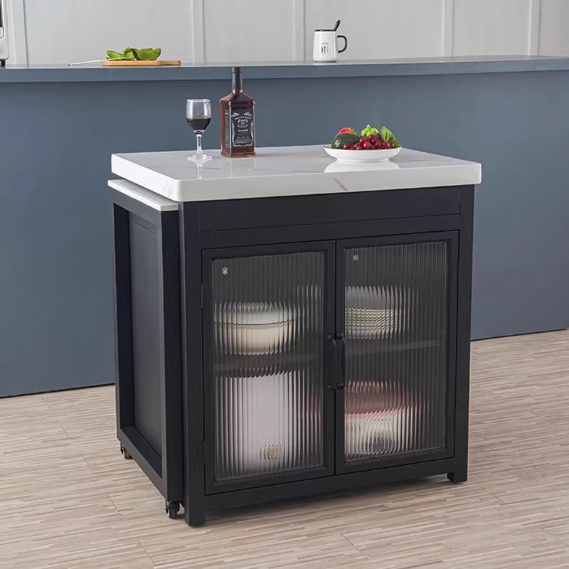 厨房岛台餐桌一体家用可伸缩开放式料理备餐吧台单独可Z移动餐边