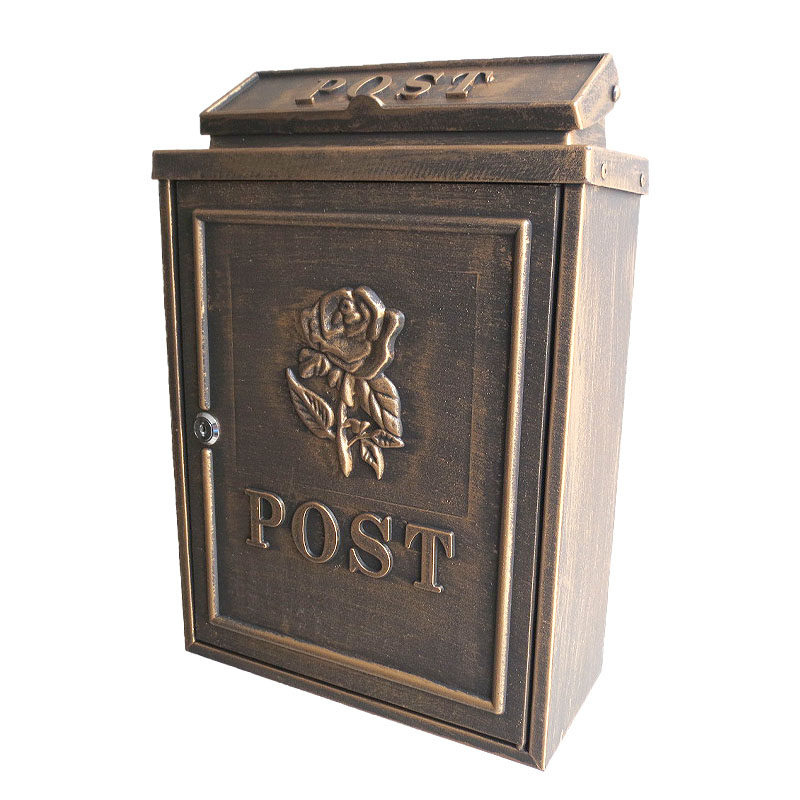新款高档铝材别墅信报箱邮箱室外防雨防锈大内部空间放信封玫瑰花
