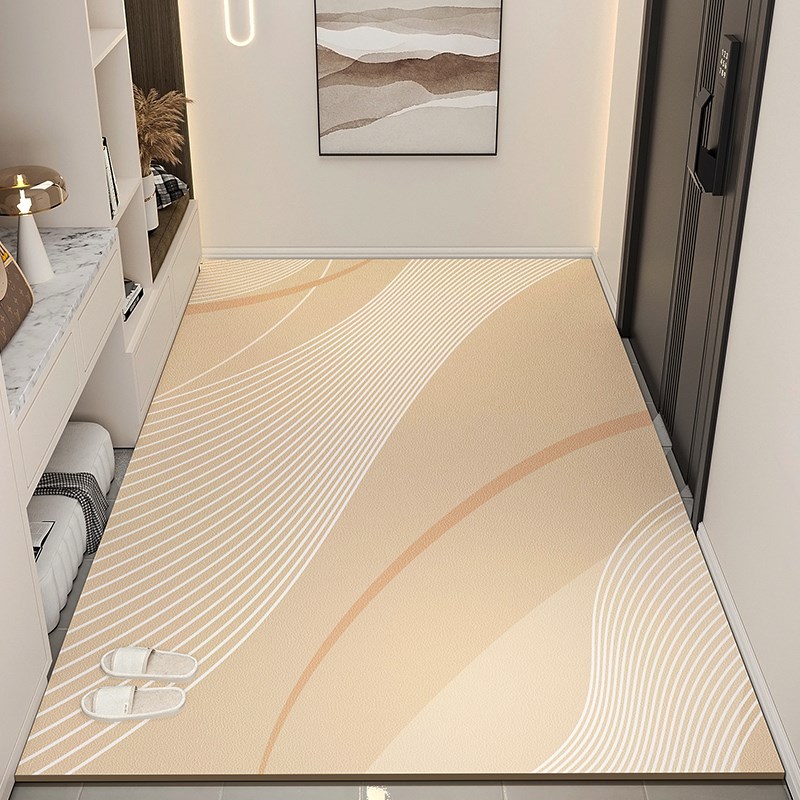 奶油风入户门地垫防滑地毯pvc防水轻奢高端P可擦洗进门玄关地毯