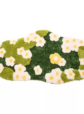 DDD 森系绿色地垫苔藓防滑簇绒长条地毯异形吸水垫植绒卧室床边毯