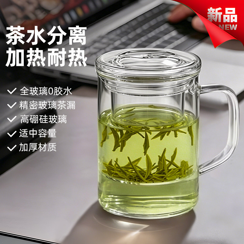 高硼硅玻璃杯带盖耐高温茶杯水杯图片