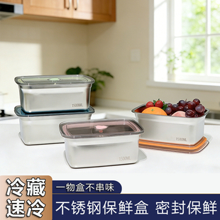不锈钢保鲜盒收纳盒密封带盖食品盒商用摆摊野餐饭盒冰箱专用盒子