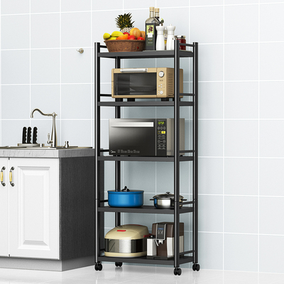 不锈钢厨房置物架落地多层微波炉烤箱家用电器收纳架储物柜可移动