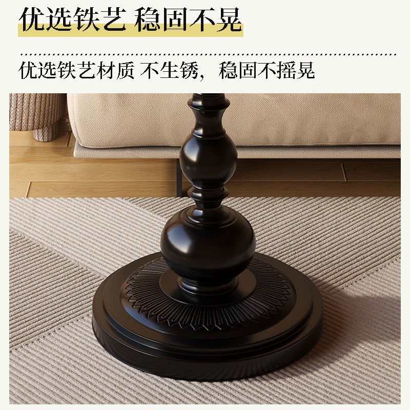 卧室床头边几轻奢高级感铁艺家用创意床头柜圆桌替代品置物架边几