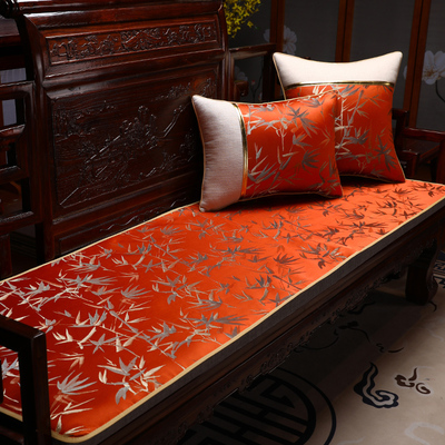 新中式沙发巾靠背巾红木高档罗汉床坐垫套罩实木沙发垫全盖布定制